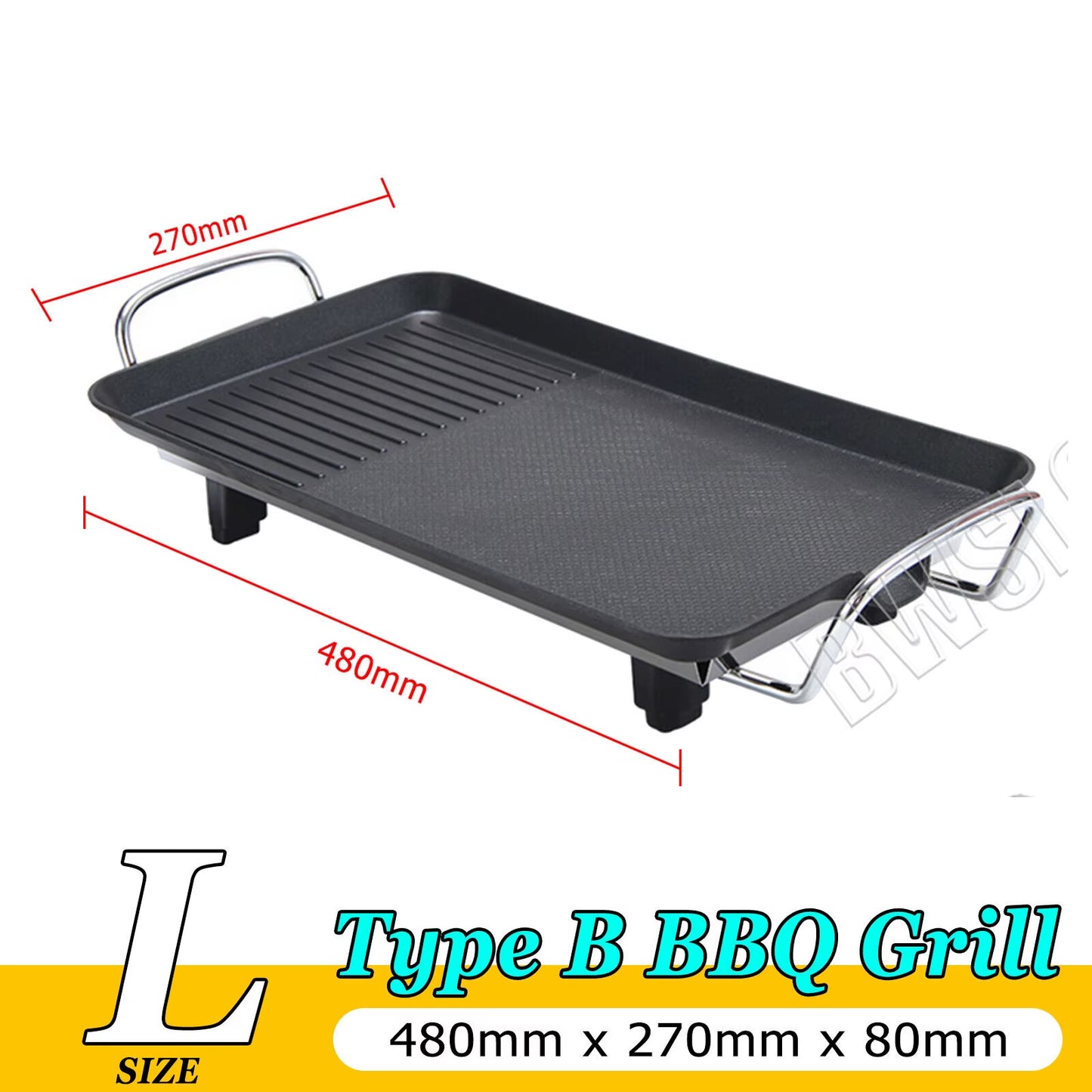 Electric Teppanyaki Grill Plate - Large Smokeless Non-Stick Tabletop Barbecue Hot Plate for Kitchen, Dinner Parties, and Camping